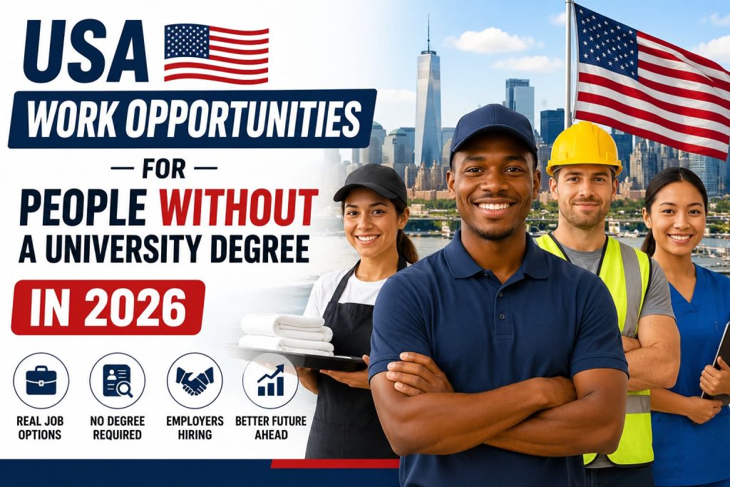USA Work Opportunities for People Without a University Degree in 2026